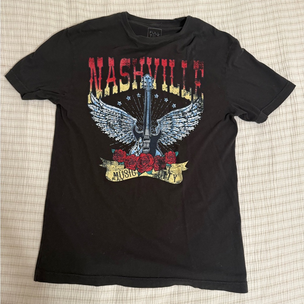 Full Tilt Black Nashville Studded Graphic Tee